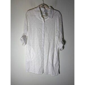 Tommy Bahama White Long Sleeve Knee Length Shirt Dress Sz L